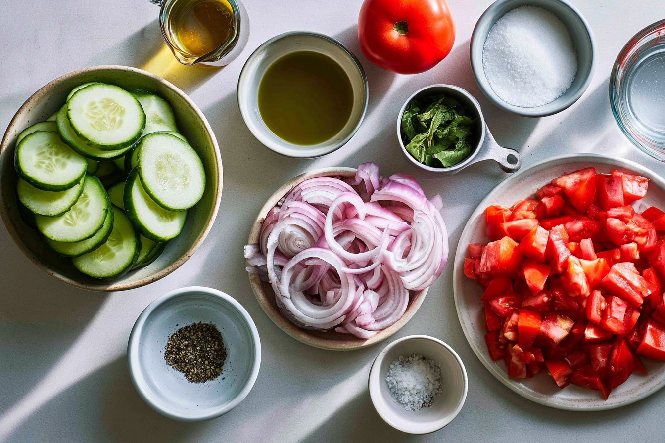 Marinated Cucumbers, Onions, and Tomatoes