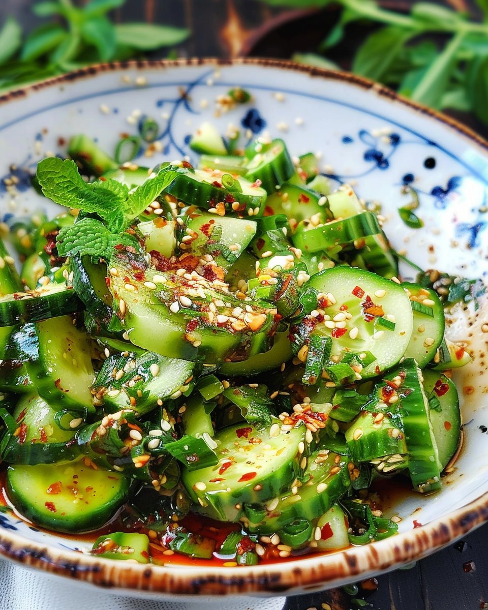 Sichuan-style Spicy Cold Smashed Cucumber Salad
