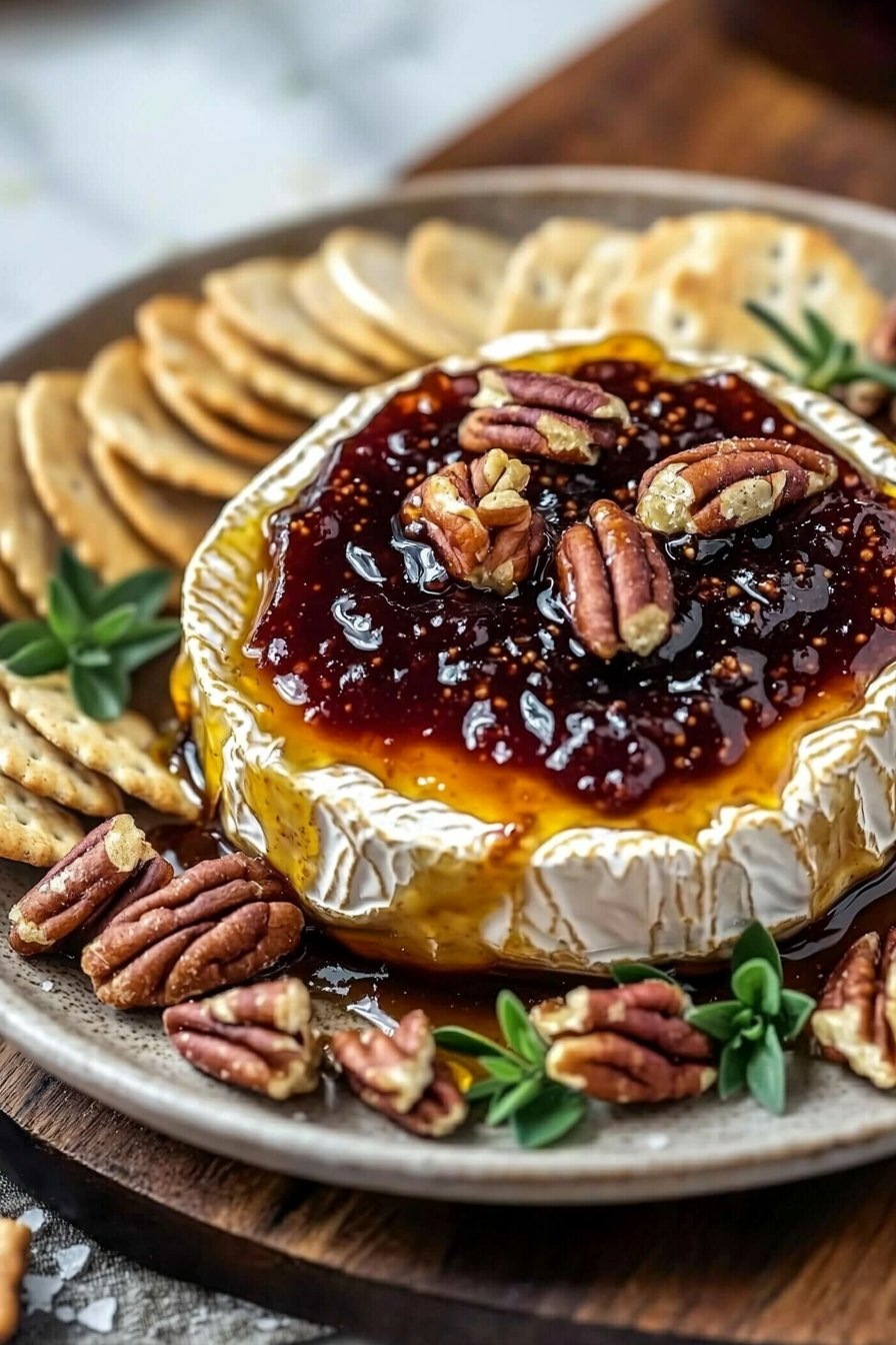 Baked Brie with Fig Jam and Pecans