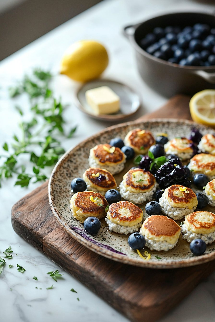 Lemon Blueberry Cottage Cheese Pancake Bites