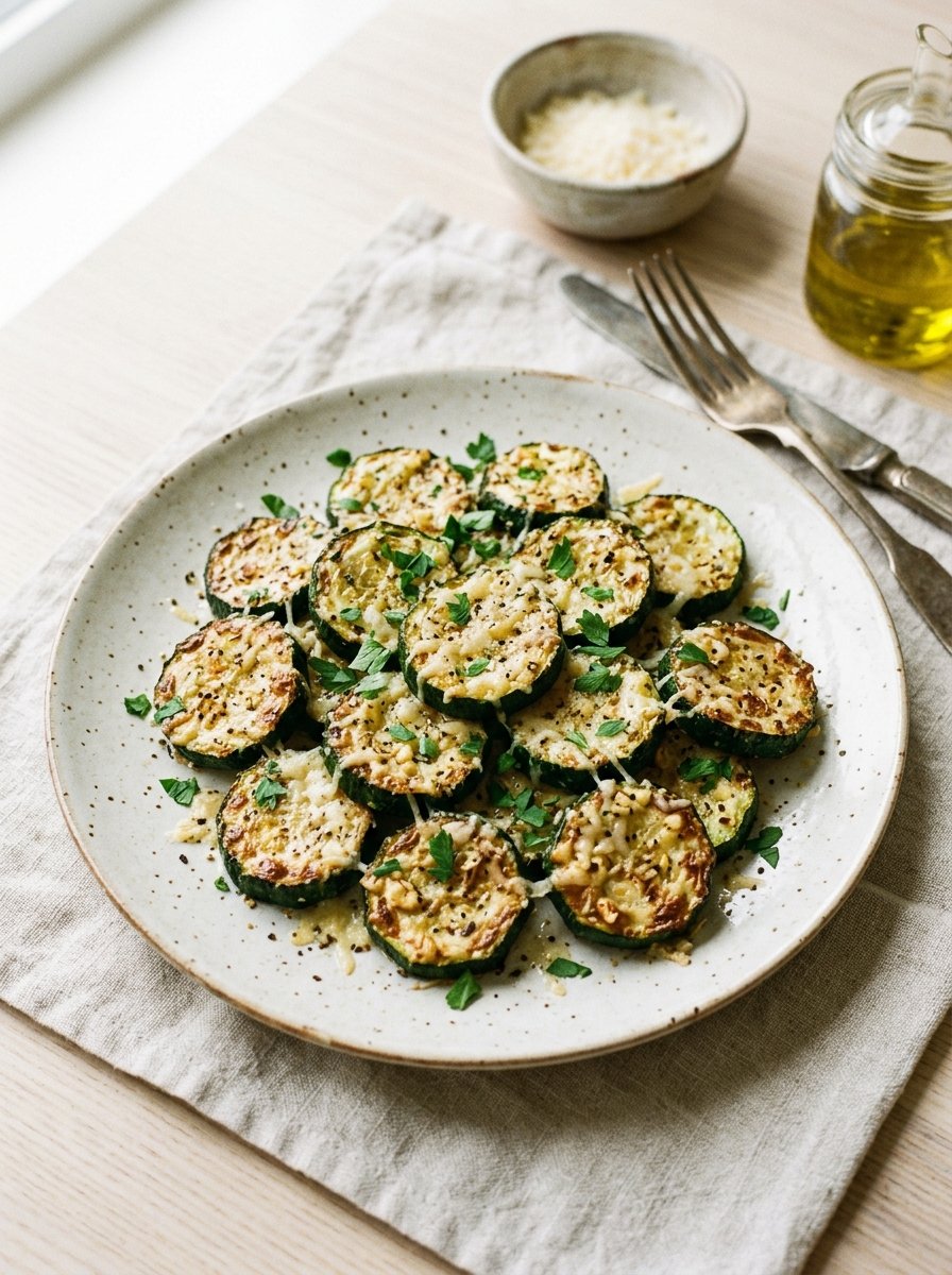Irresistibly Crunchy Garlic Parmesan Roasted Zucchini