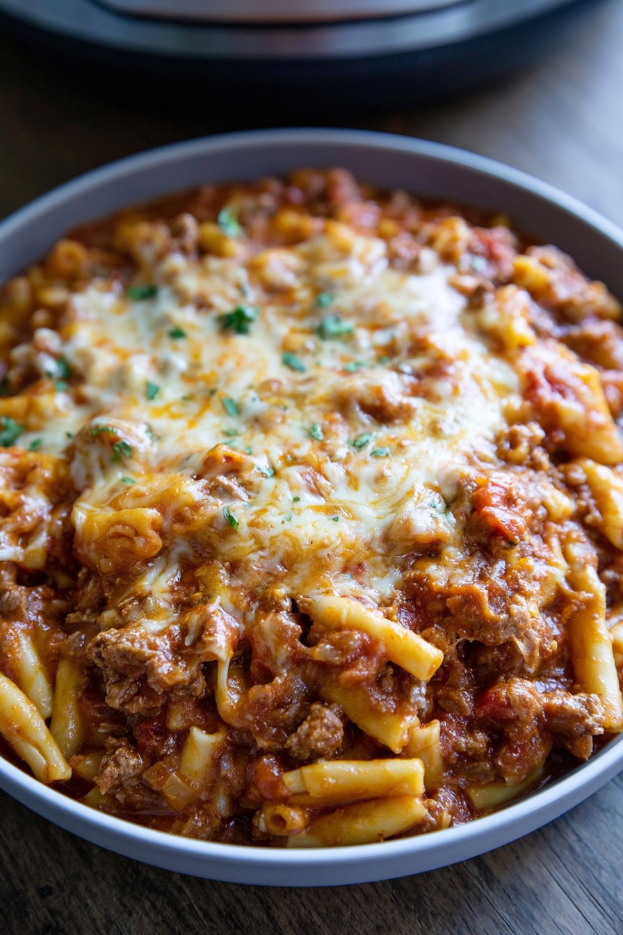 Slow Cooker Ground Beef and Cheese Pasta