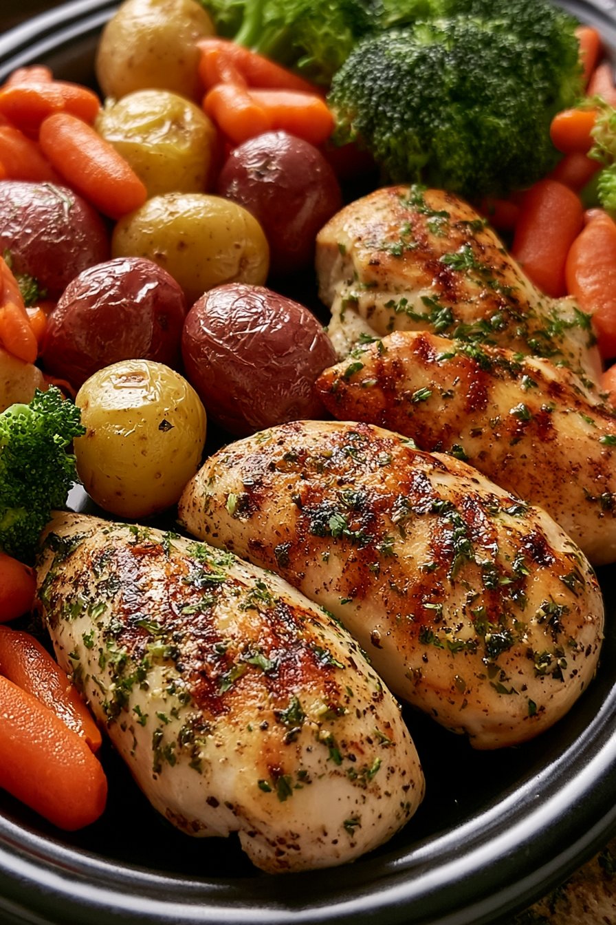 Garlic Herb Chicken Breast with Roasted Potatoes, Honey Glazed Carrots & Broccoli 26 Garlic Herb Chicken Breast with Roasted Potatoes, Honey Glazed Carrots & Broccoli