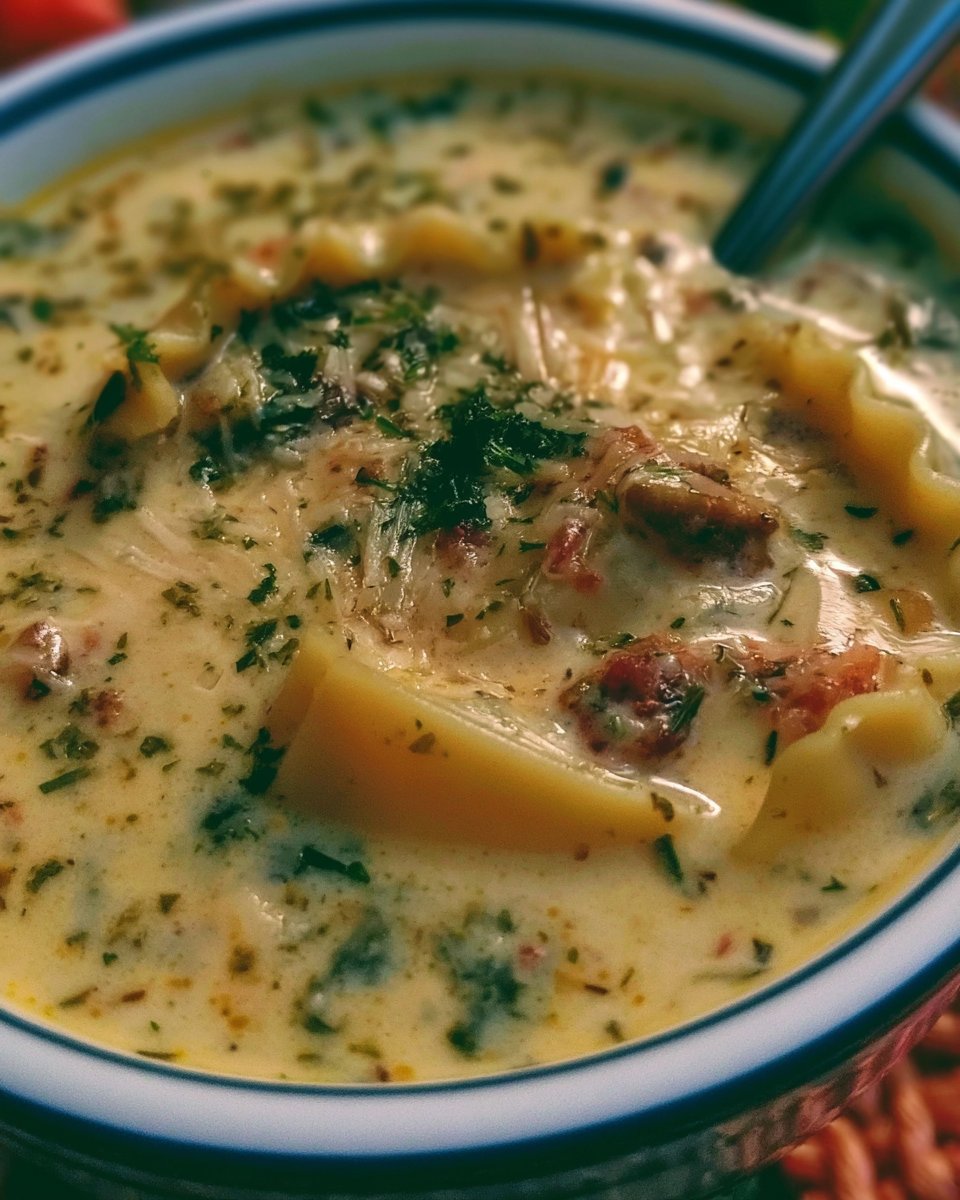 Creamy Alfredo Lasagna Soup
