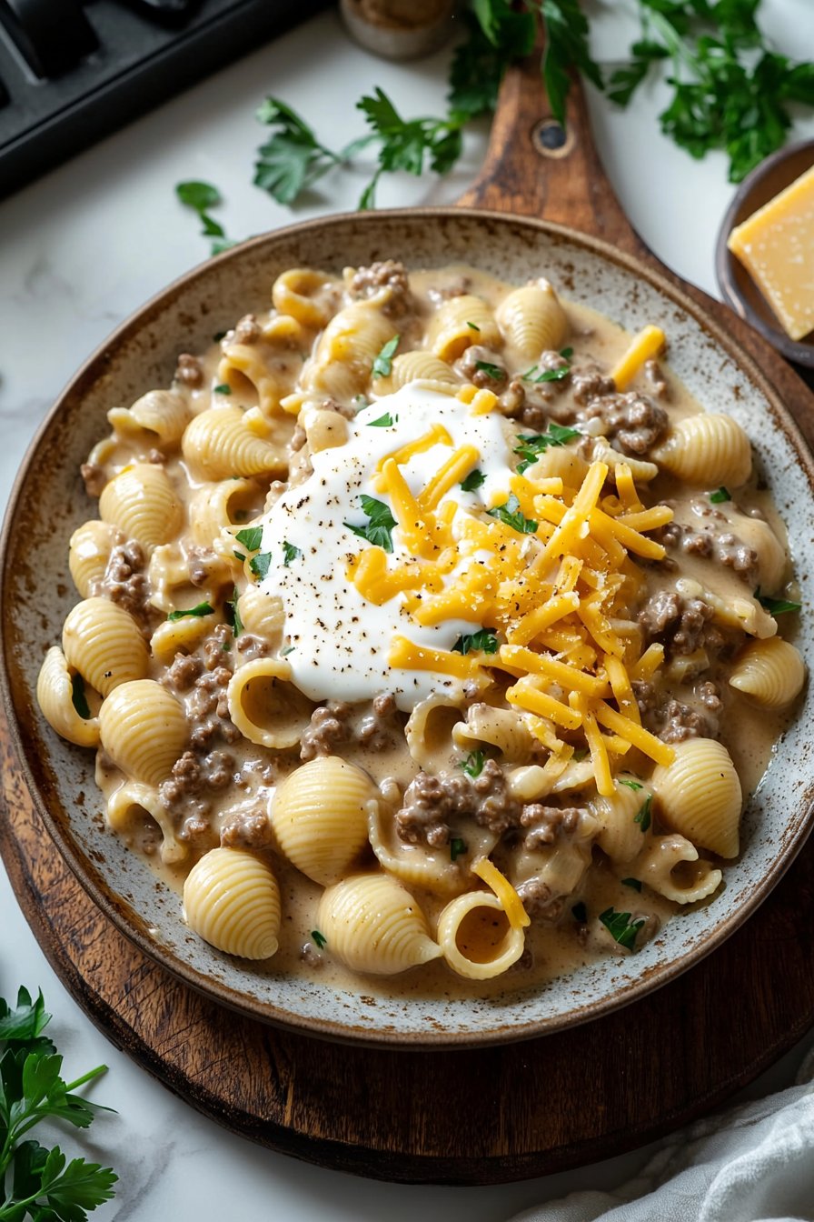 Creamy Beef and Shells