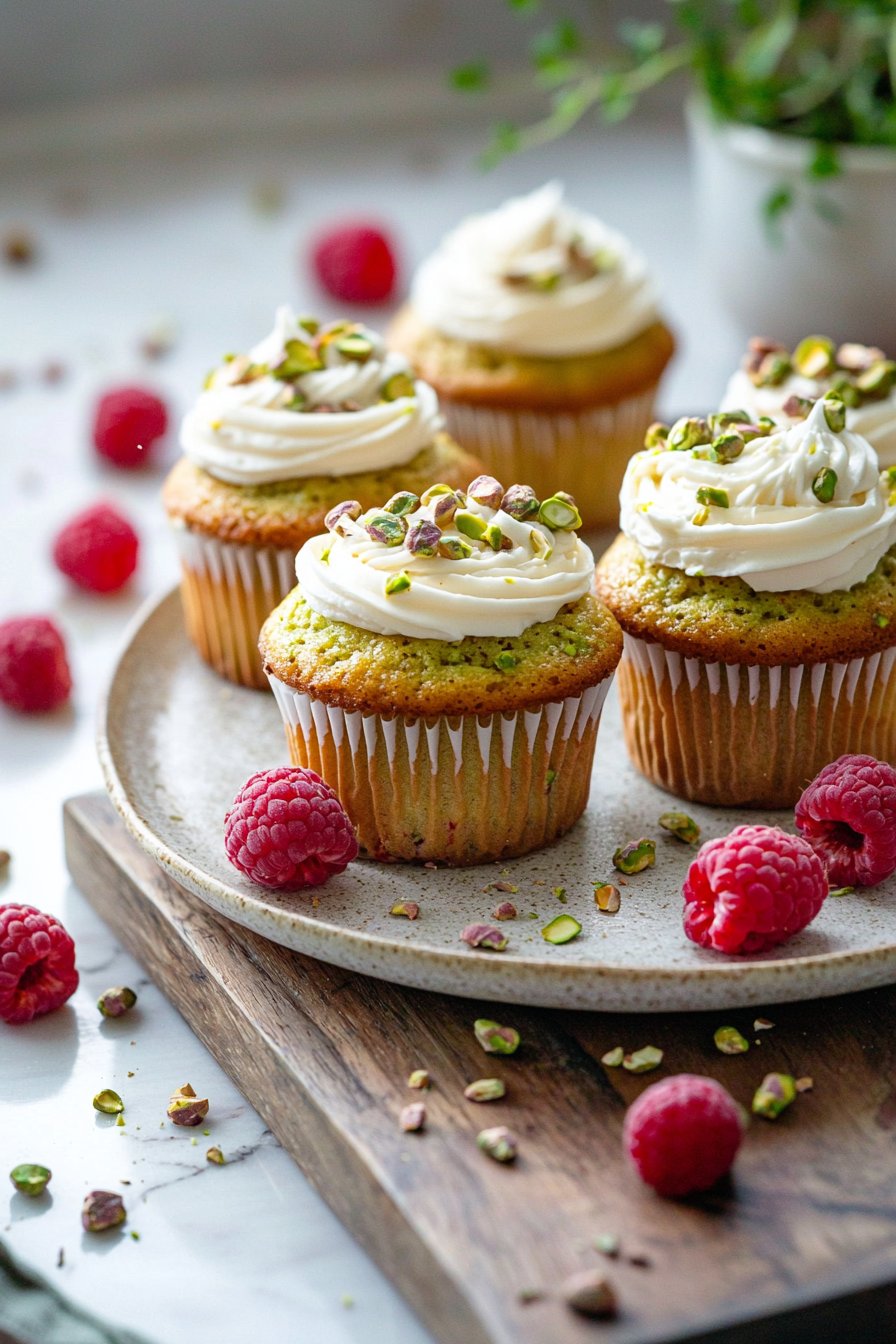 Pistachio Raspberry Cupcakes