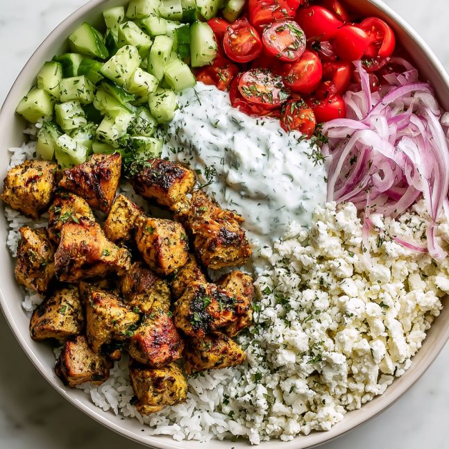 Mediterranean Lemon-Dill Chicken Bowls