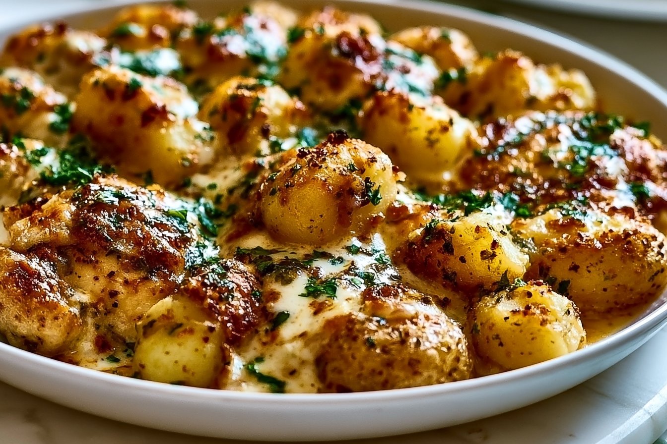 Creamy Garlic Parmesan Chicken with Potatoes 2 Garlic Parmesan Chicken with Potatoes