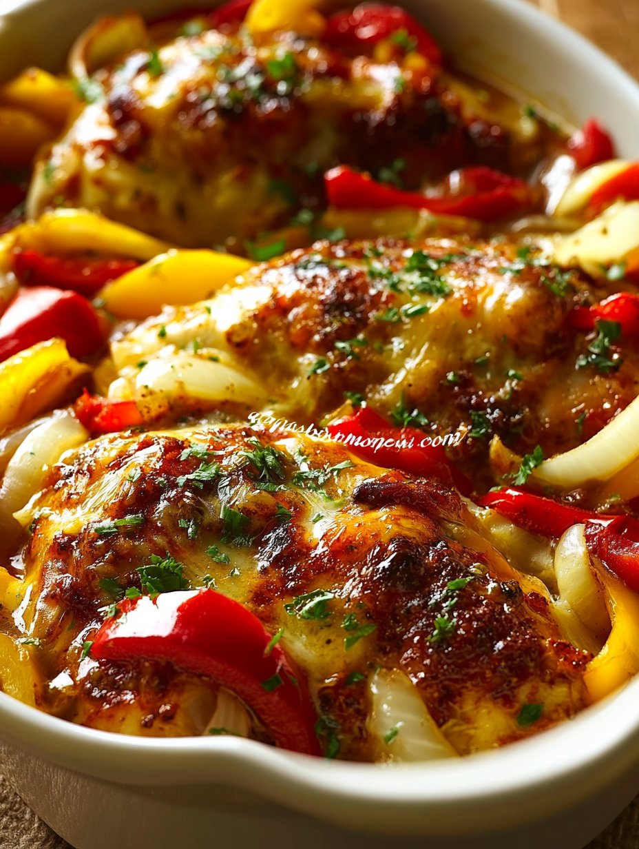 Pechuga de Pollo al Horno con Queso y Pimientos
