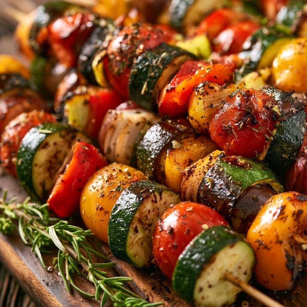 Bunter Grill-Gemüse-Spieß mit mediterraner Kräuter-Marinade