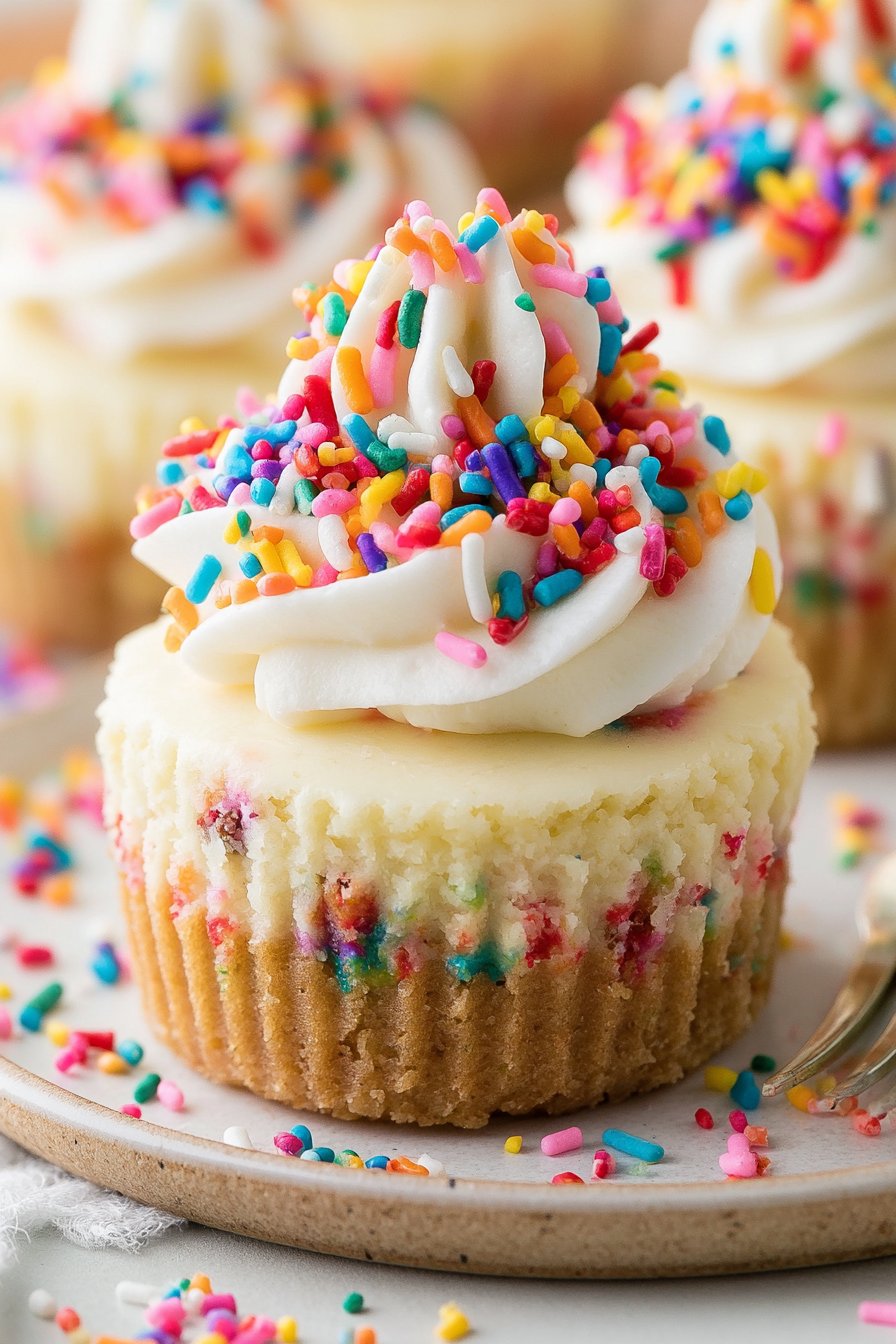Mini Funfetti Cheesecakes