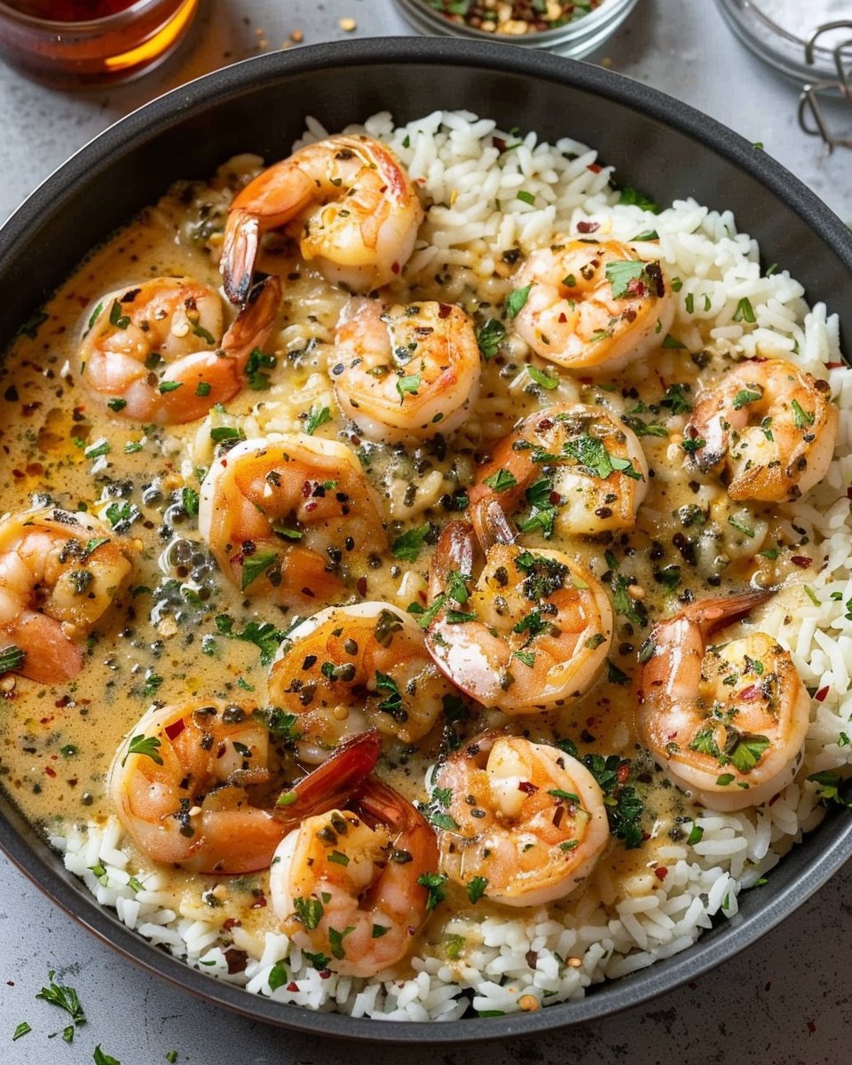 Easy One-Pan Garlic Butter Shrimp with Rice