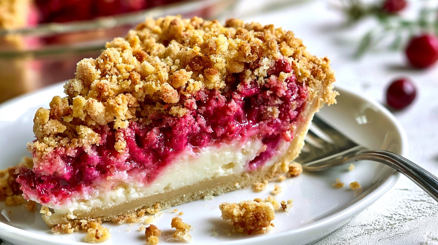 Cranberry Cream Cheese Crumb Pie
