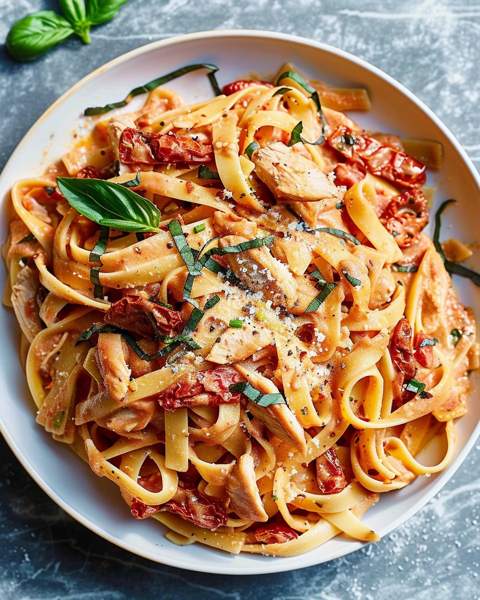 Sun-Dried Tomato Pasta with Chicken and Mozzarella