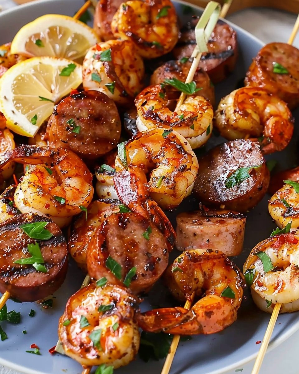 Cajun Butter Shrimp and Sausage Skewers