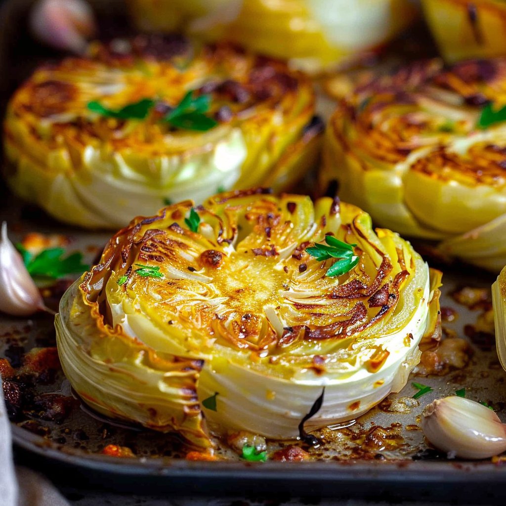Garlic Parmesan Roasted Cabbage Steaks