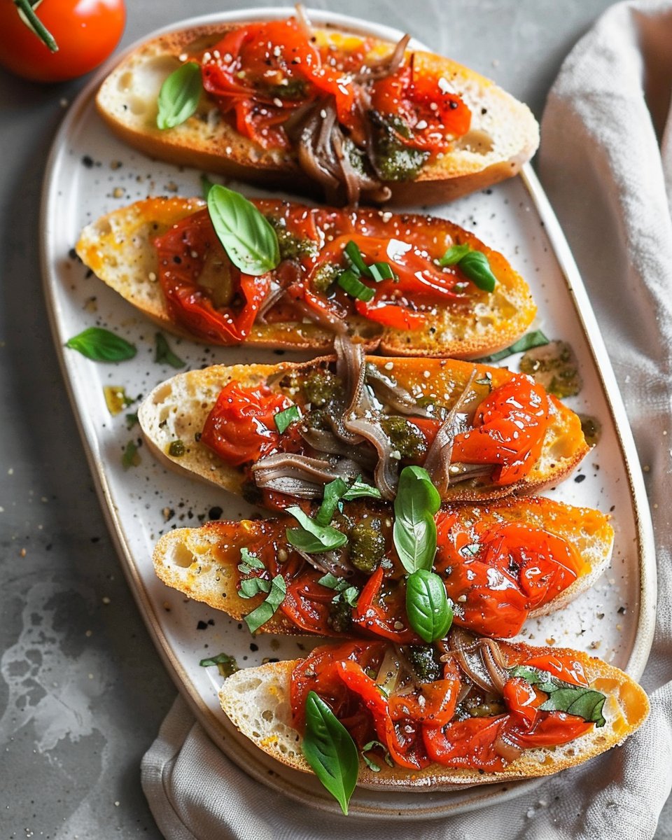 Garlic Confit Pan Con Tomate with Anchovies
