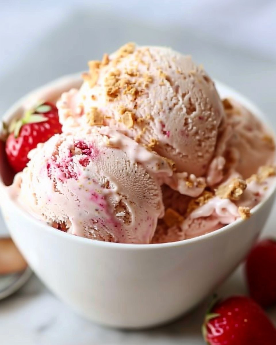 No-Churn Strawberry Cheesecake Ice Cream