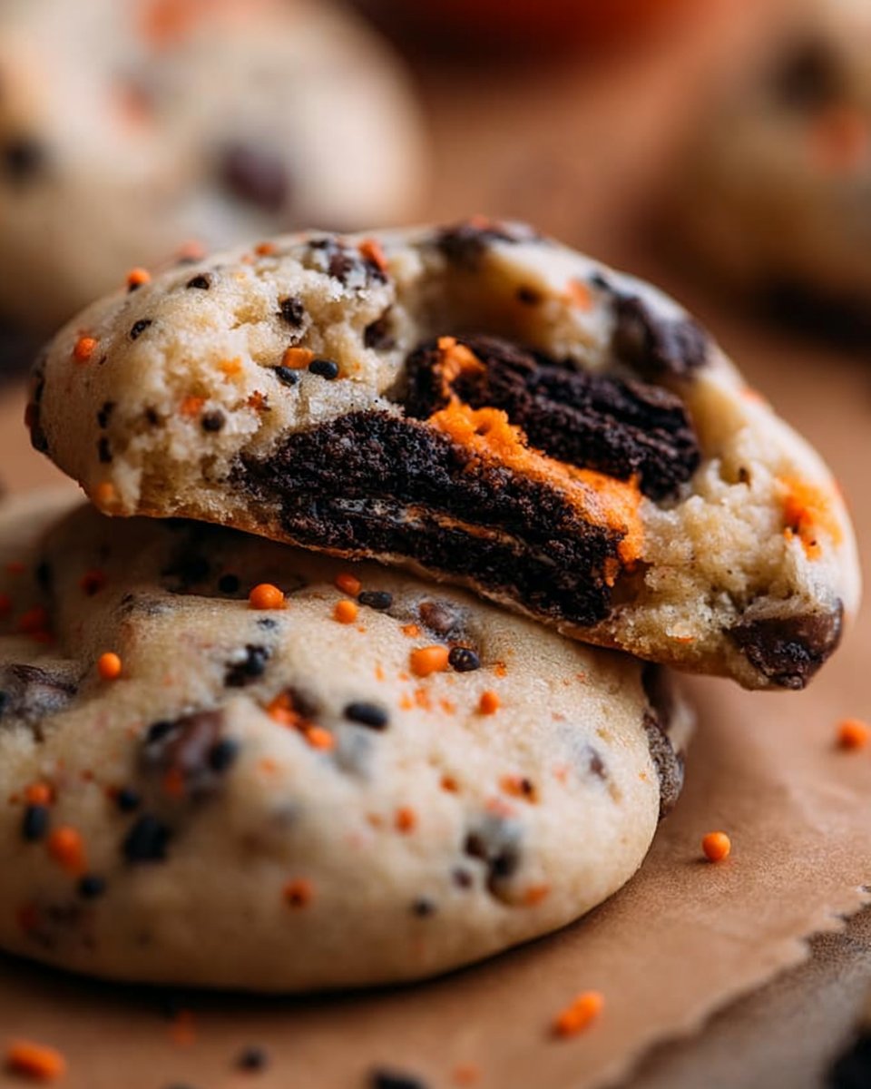 Halloween Oreo Stuffed Chocolate Chip Cookies