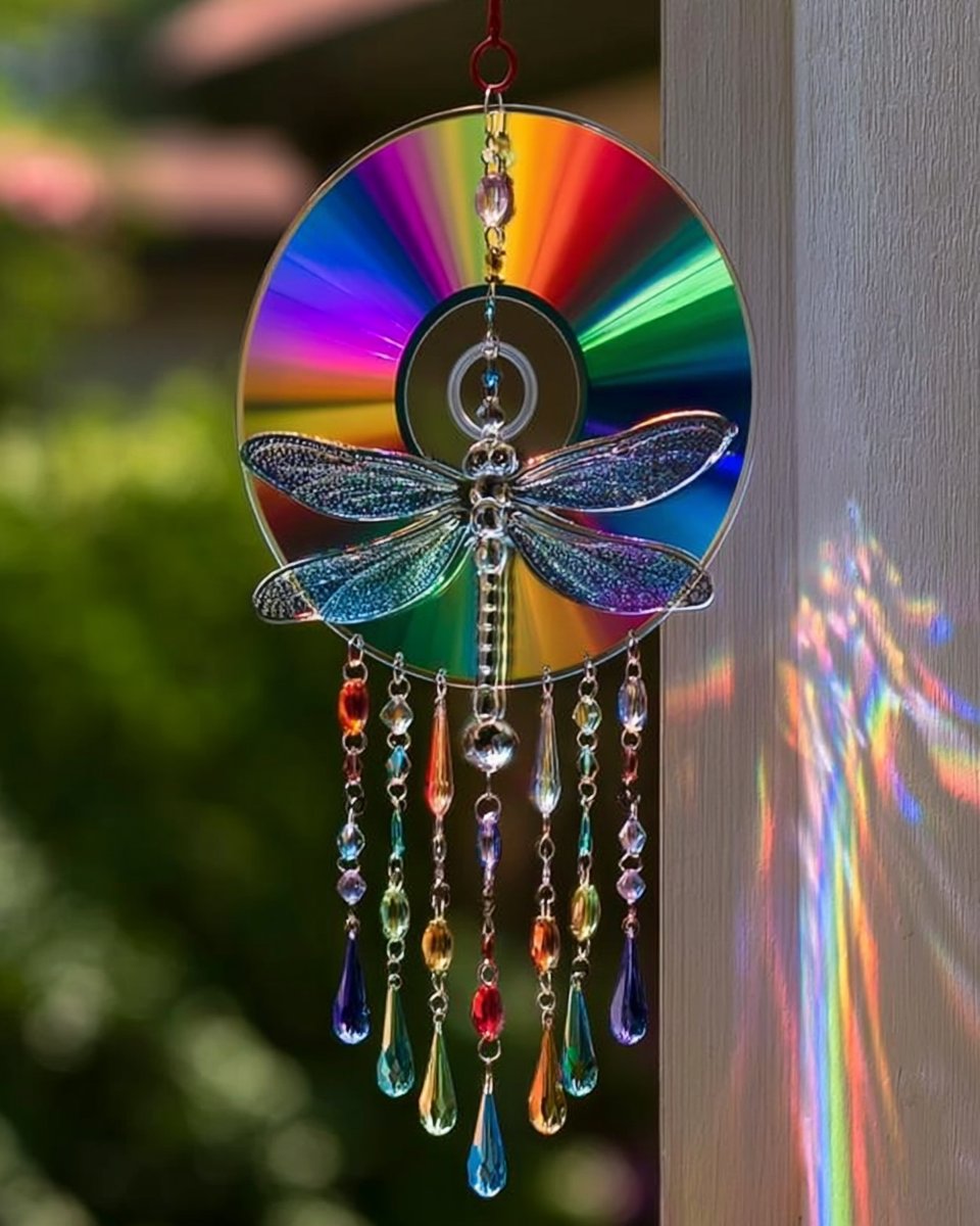 Rainbow CD Dragonfly Sun Catcher