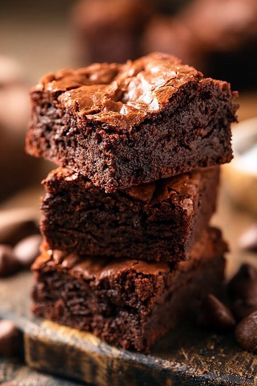 Fudgy Brownies mit rissiger Oberseite