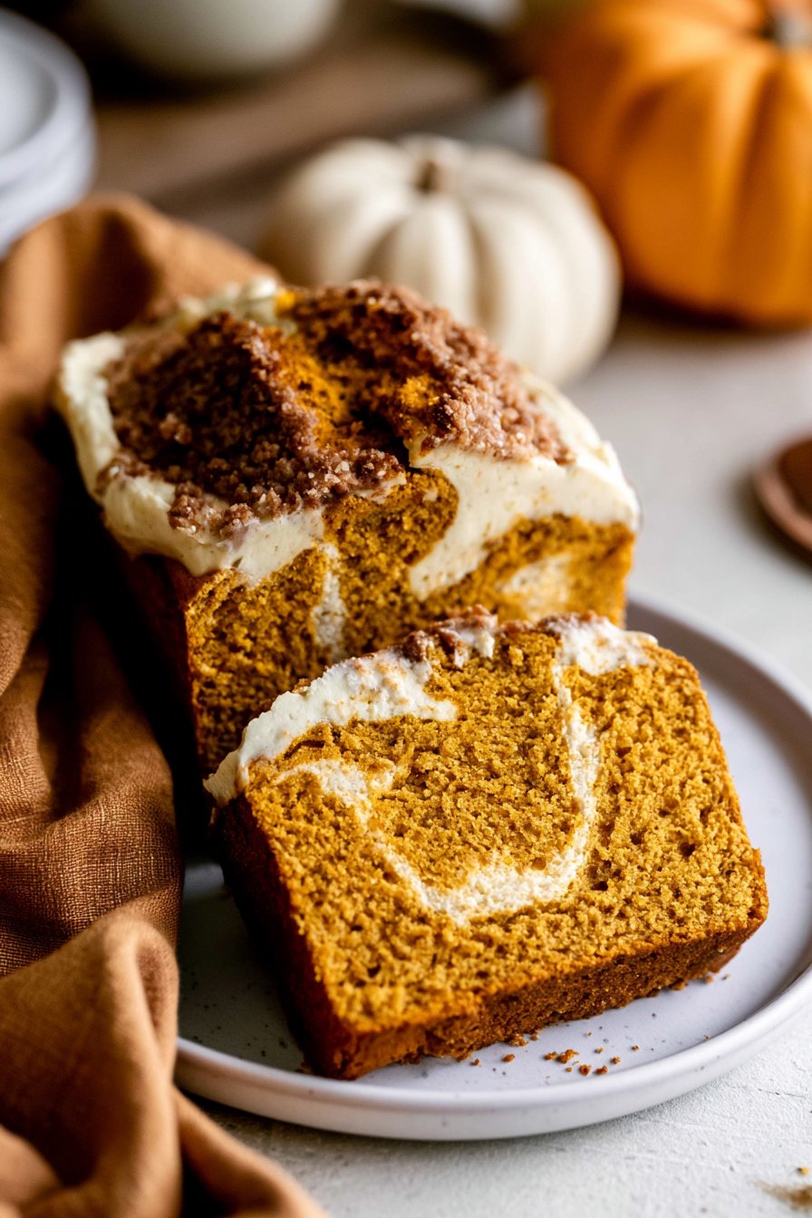 Pumpkin Bread with Cream Cheese Swirl (Simple & Flavorful)