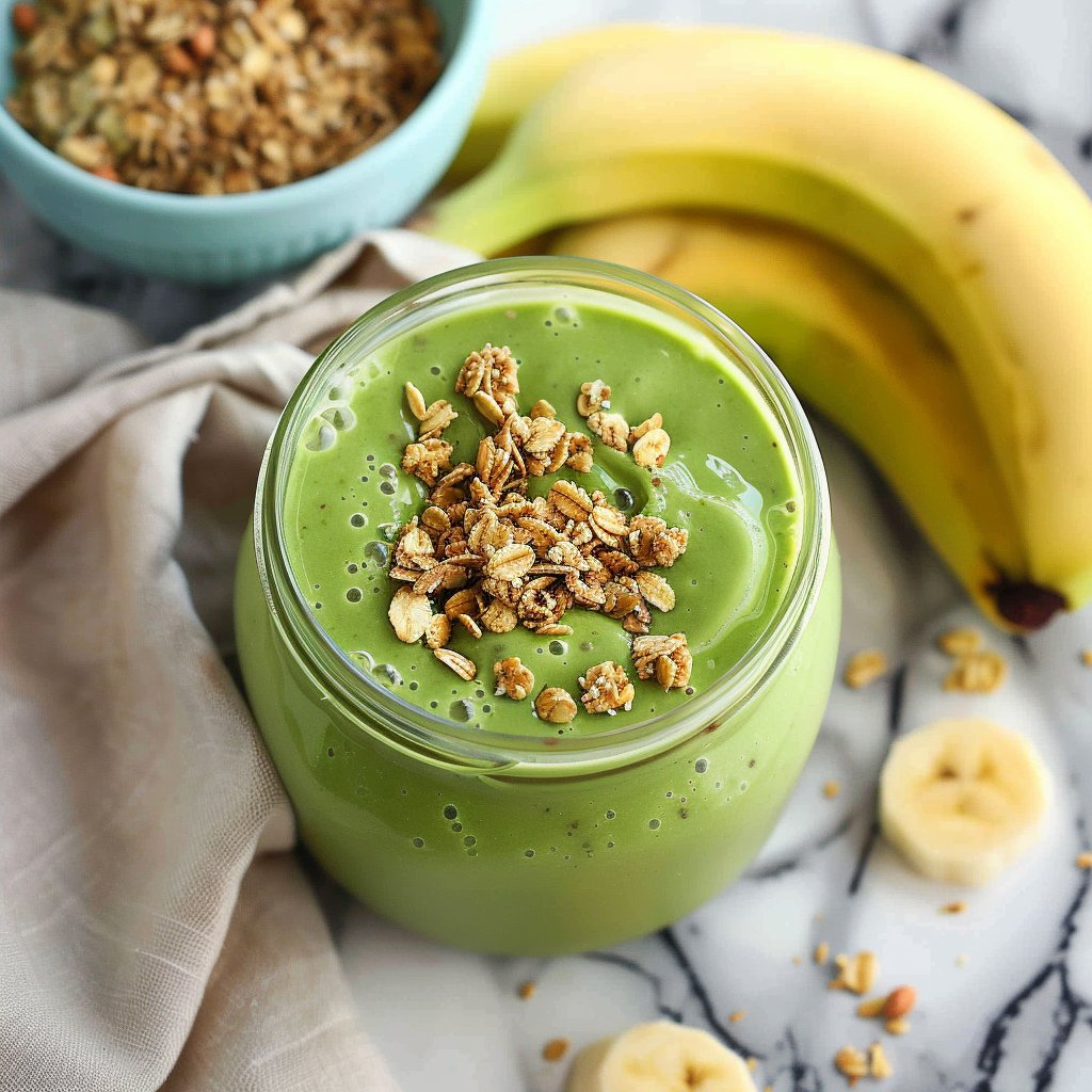 Green Kefir Smoothie with Granola