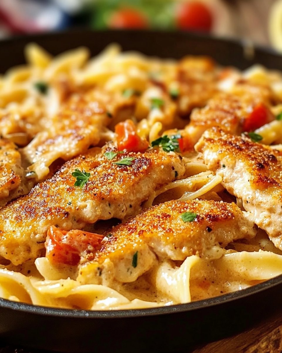 Paprika-Cremeschnitzel mit Pasta