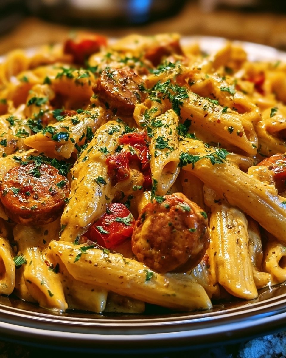 Creamy Cajun Sausage Pasta with a Spicy Kick