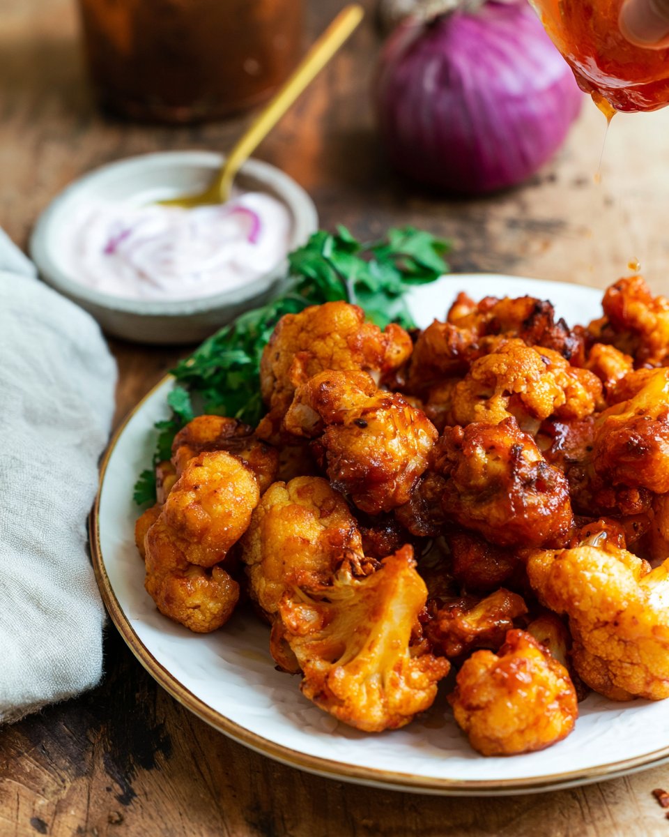 Air Fryer Cauliflower Wings with Honey Sriracha