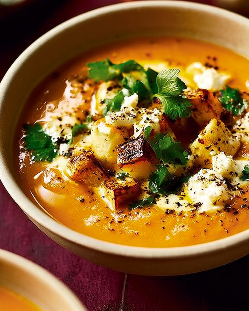 Steckrübensuppe mit karamellisierter Birne