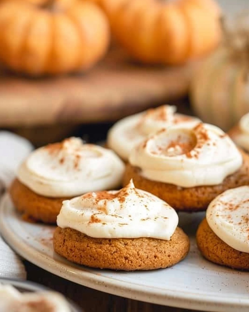 Pumpkin Cookies with Cream Cheese Frosting