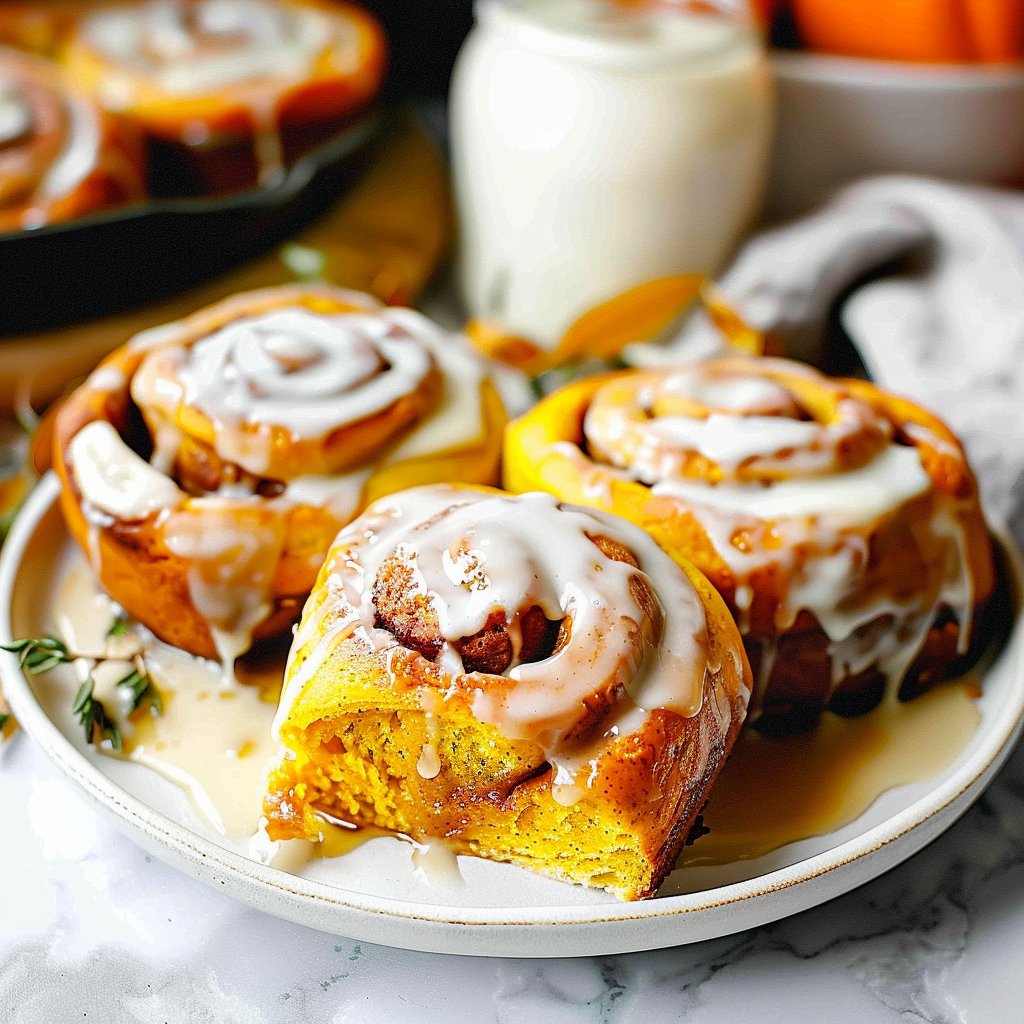Fluffy Maple Cream Cheese Glazed Pumpkin Cinnamon Rolls