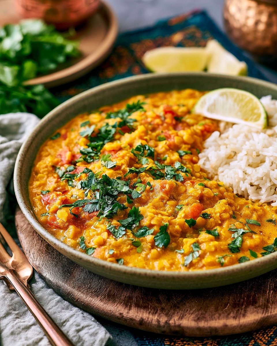 EASY VEGAN RED LENTIL CURRY WITH COCONUT MILK