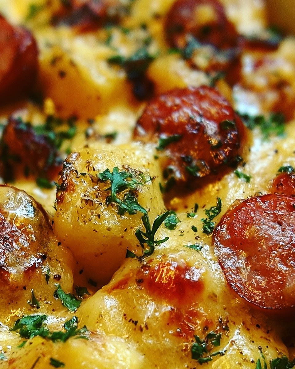 Kielbasa Sausage Cheesy Potato Casserole Recipe