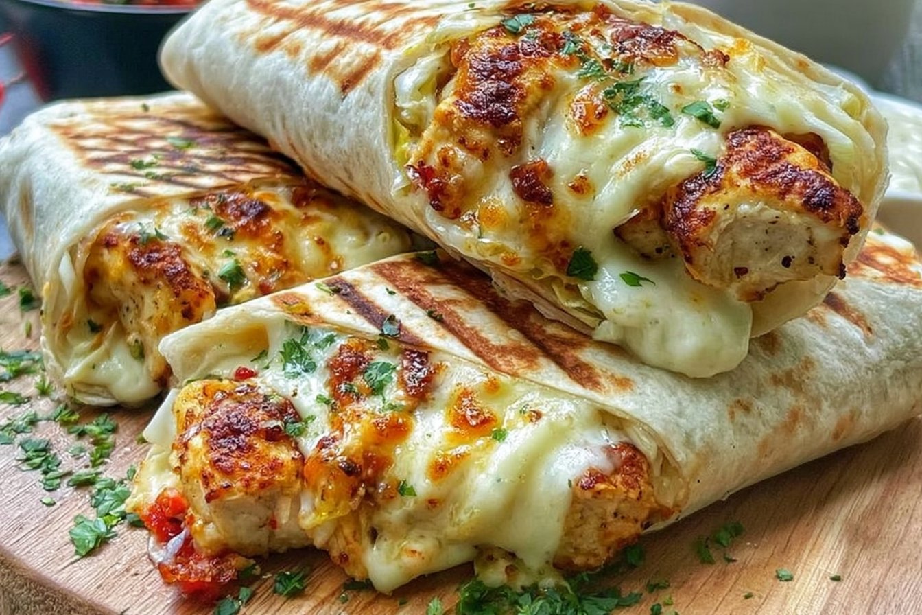 Low Carb Cheesy Garlic Chicken Wraps