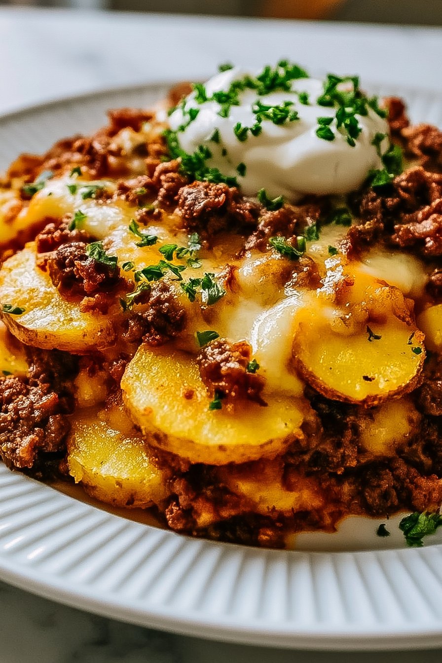Healthy Loaded Beef and Potato Bake