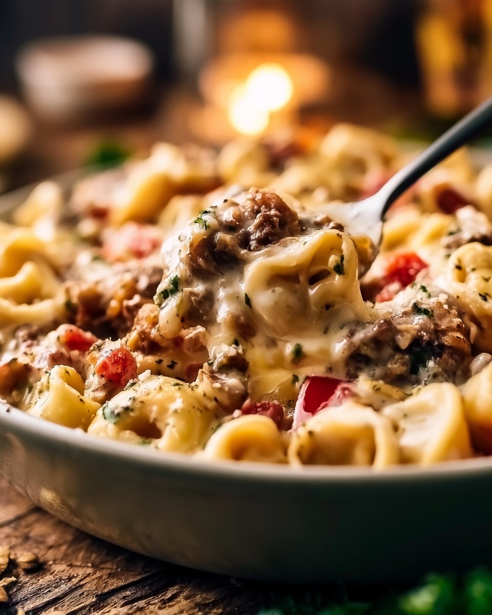 Crock Pot Cheesesteak Tortellini Recipe