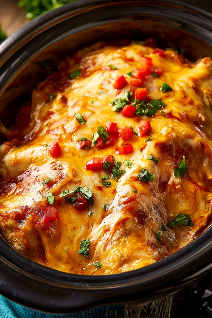 Crock Pot Beef Enchilada Casserole