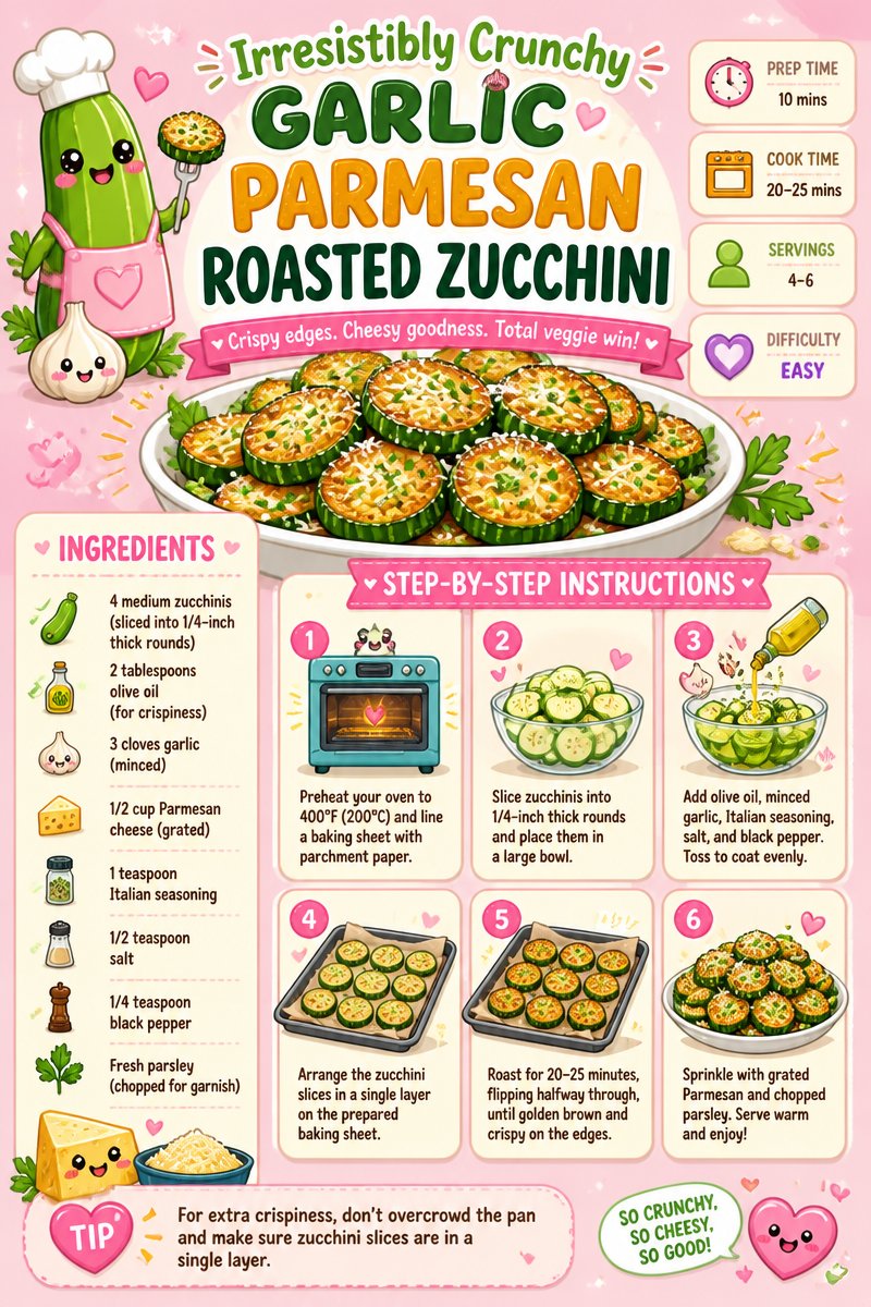 Irresistibly Crunchy Garlic Parmesan Roasted Zucchini