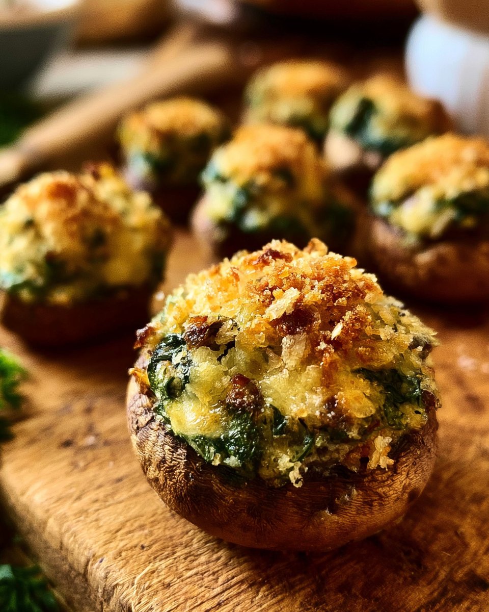 Cheesy Spinach Stuffed Mushrooms