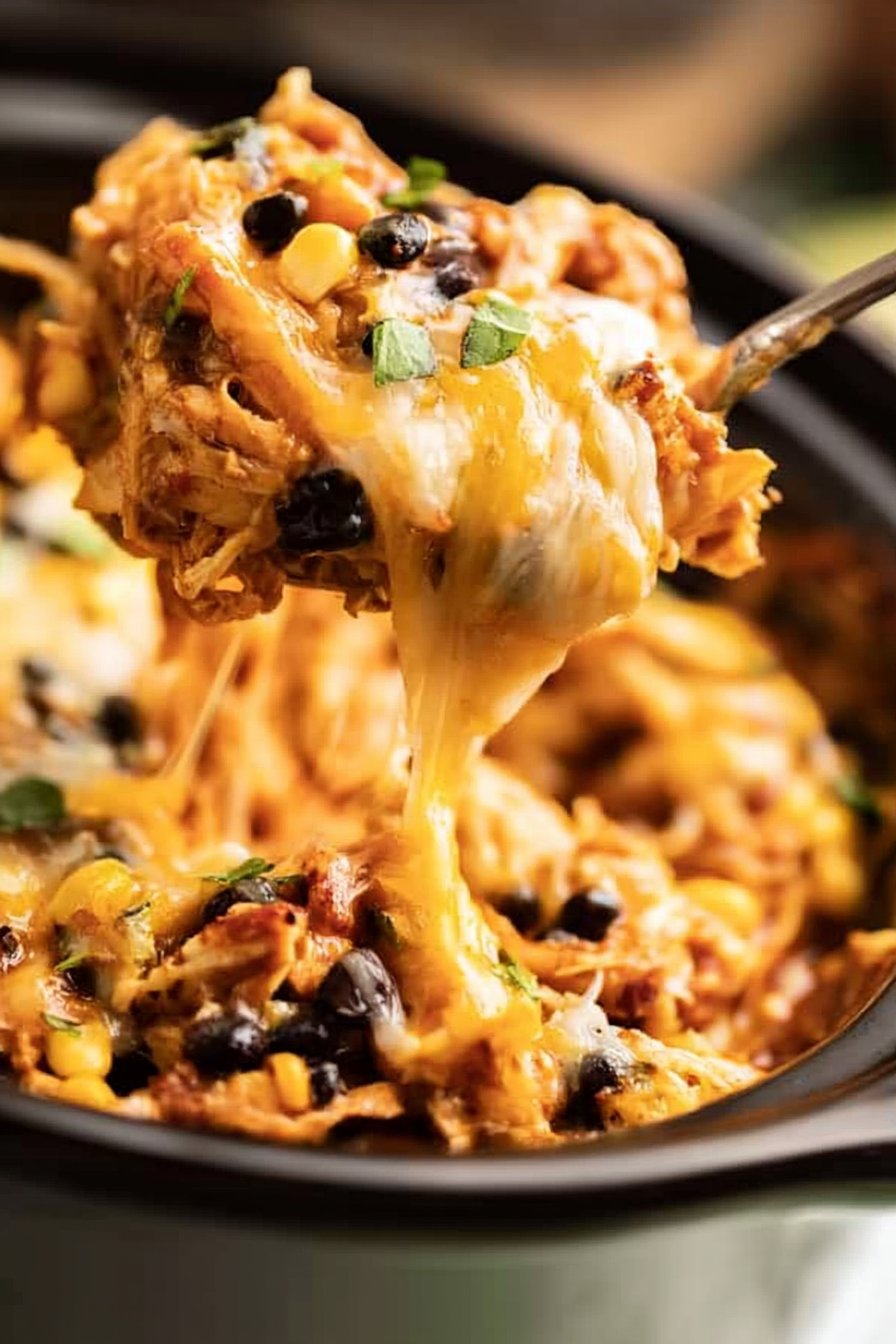 Crockpot Chicken Enchiladas Casserole