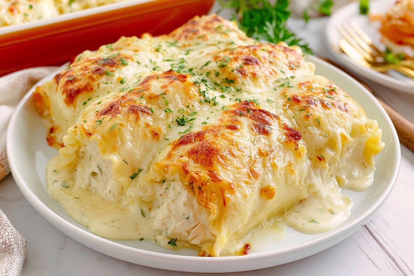 Chicken Alfredo Lasagna Rollups