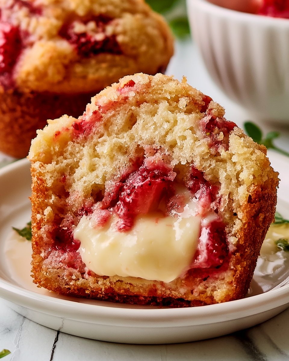 Strawberry Muffins with Cream Cheese Filling