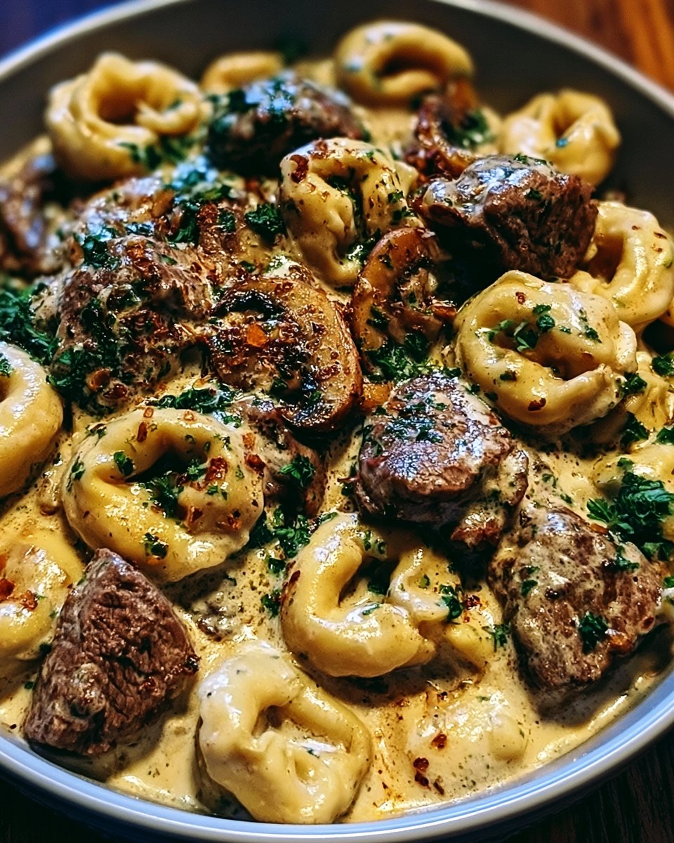 Cracked Garlic Steak Tortellini in Creamhouse Sauce Bliss