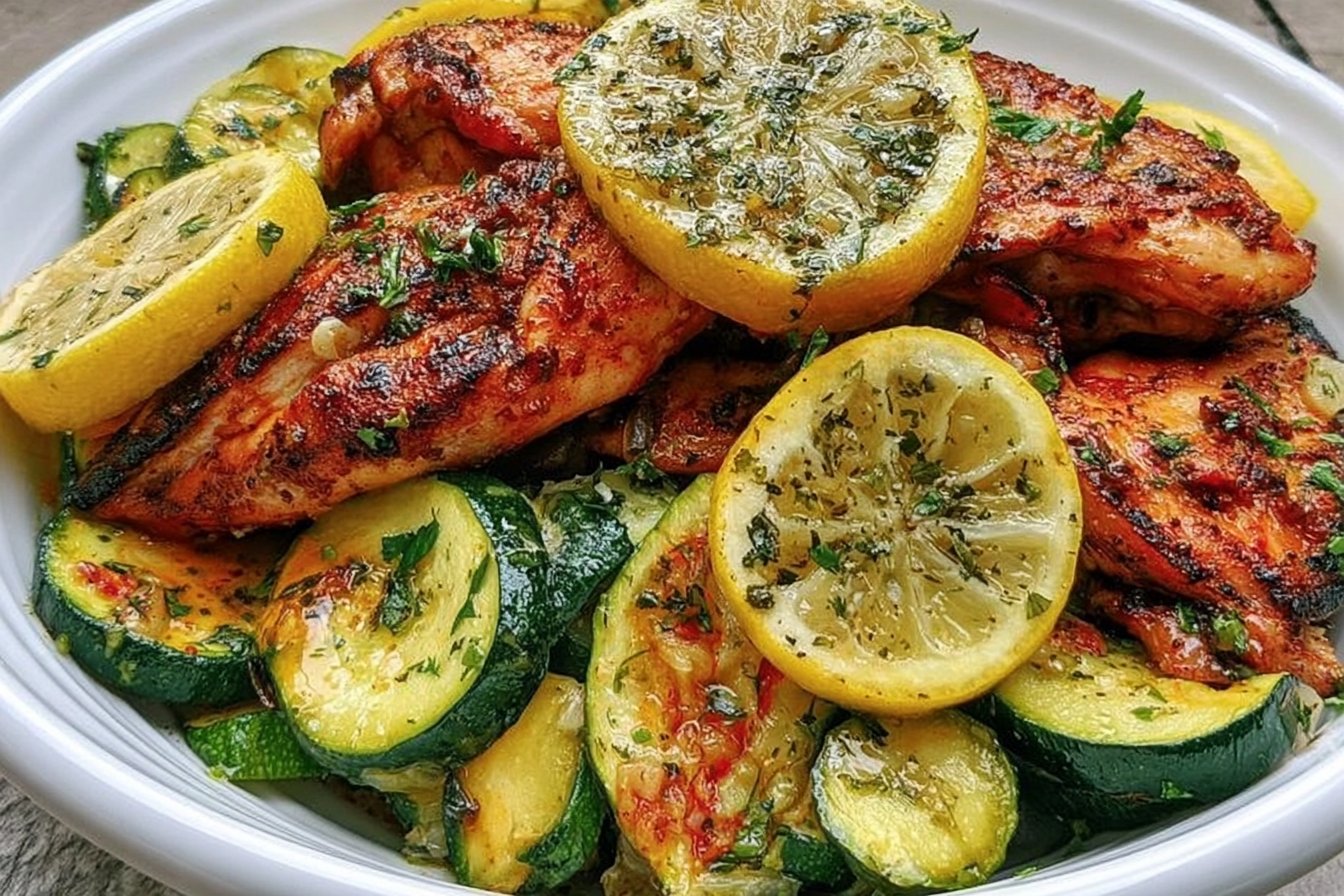 Easy Asado Chicken with Lemon Zucchini Sauté