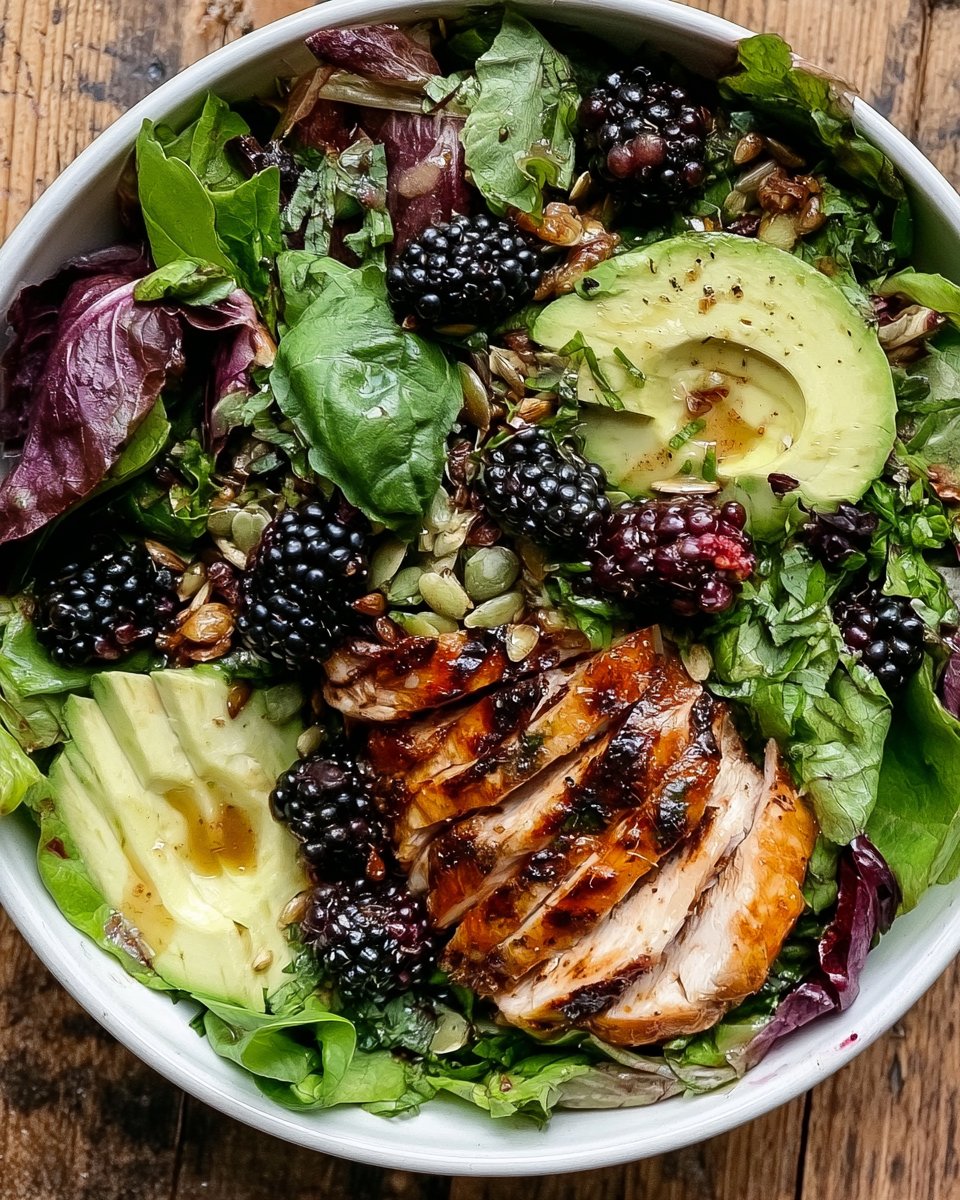 Blackberry Basil Salad with Grilled Chicken