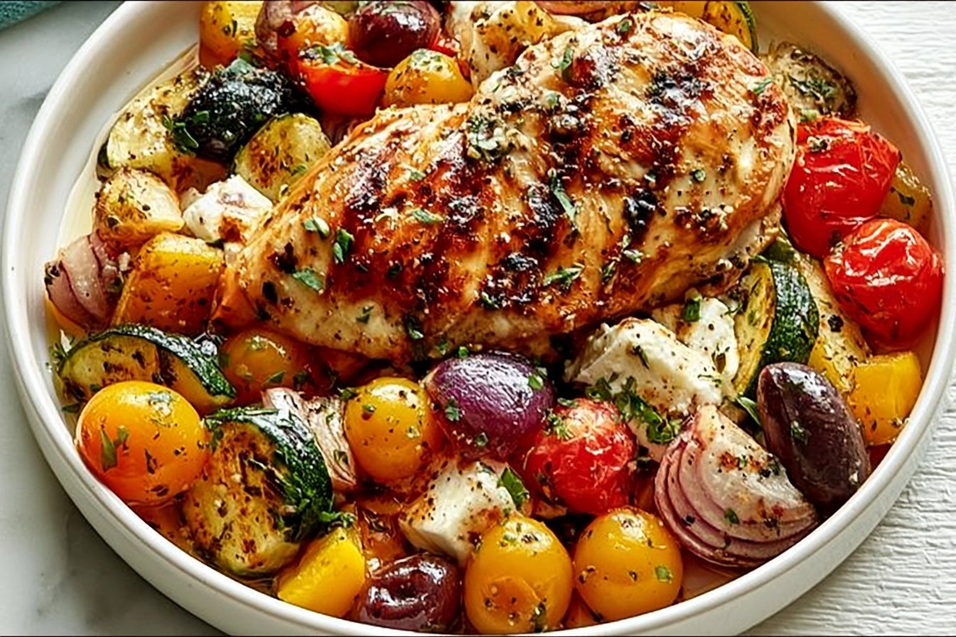 Sheet Pan Greek Chicken and Veggies (30-Minutes) 2 Sheet Pan Greek Chicken and Veggies (30-Minutes)