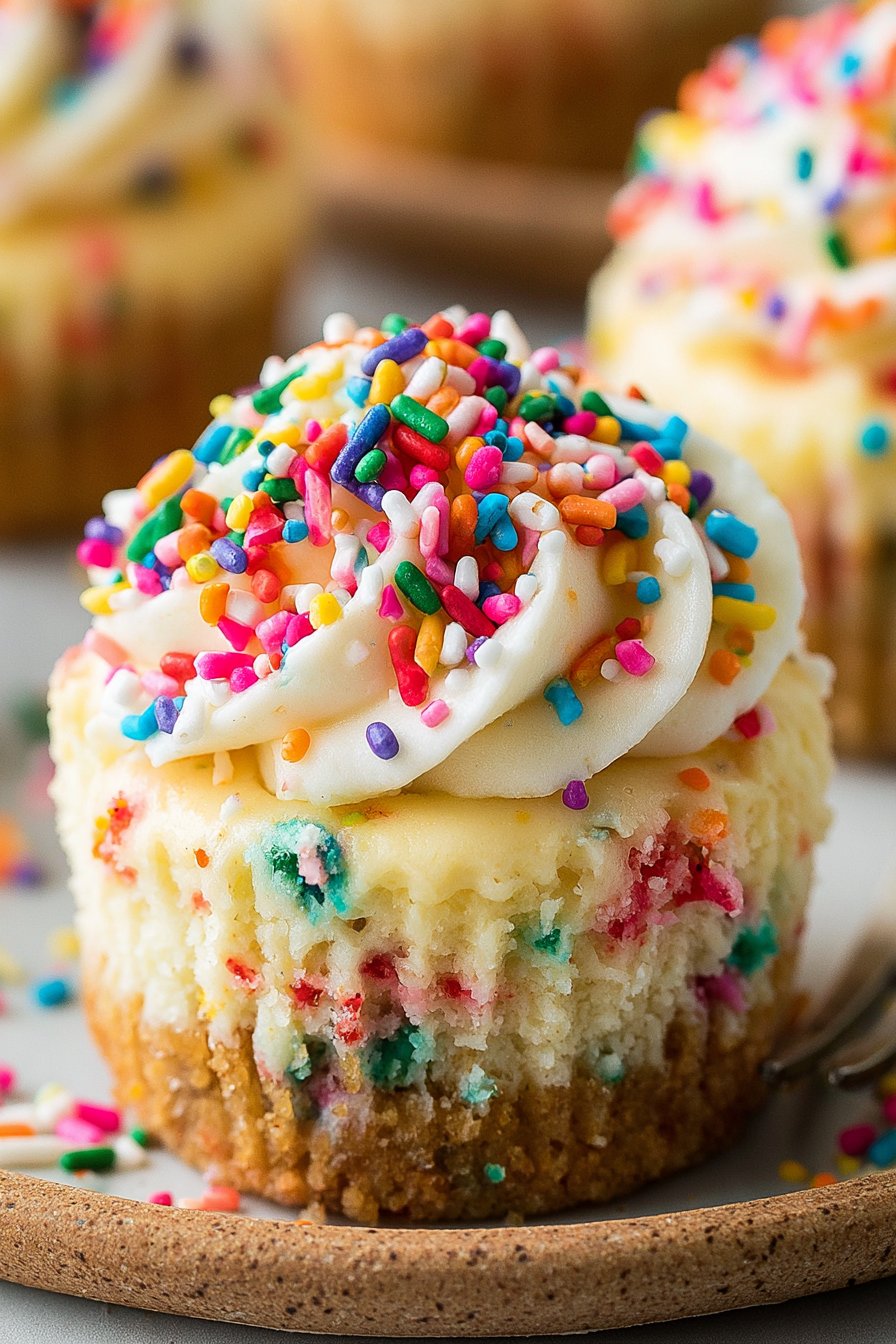 Mini Funfetti Cheesecakes