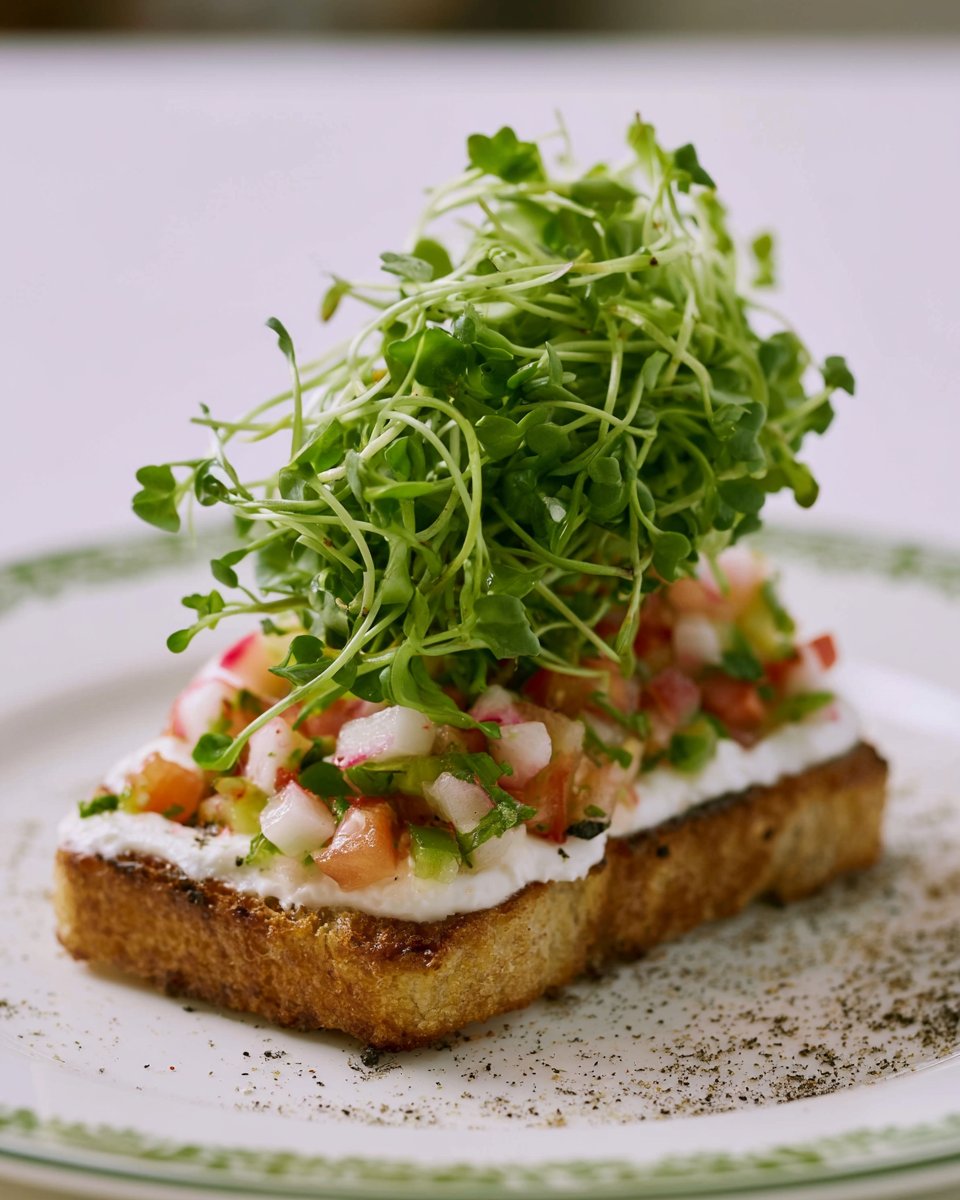 Braunes Brot mit Quark und Radieschensalat